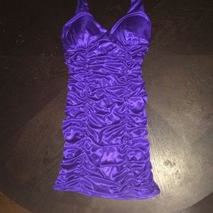 Royal Purple ruched halter dress